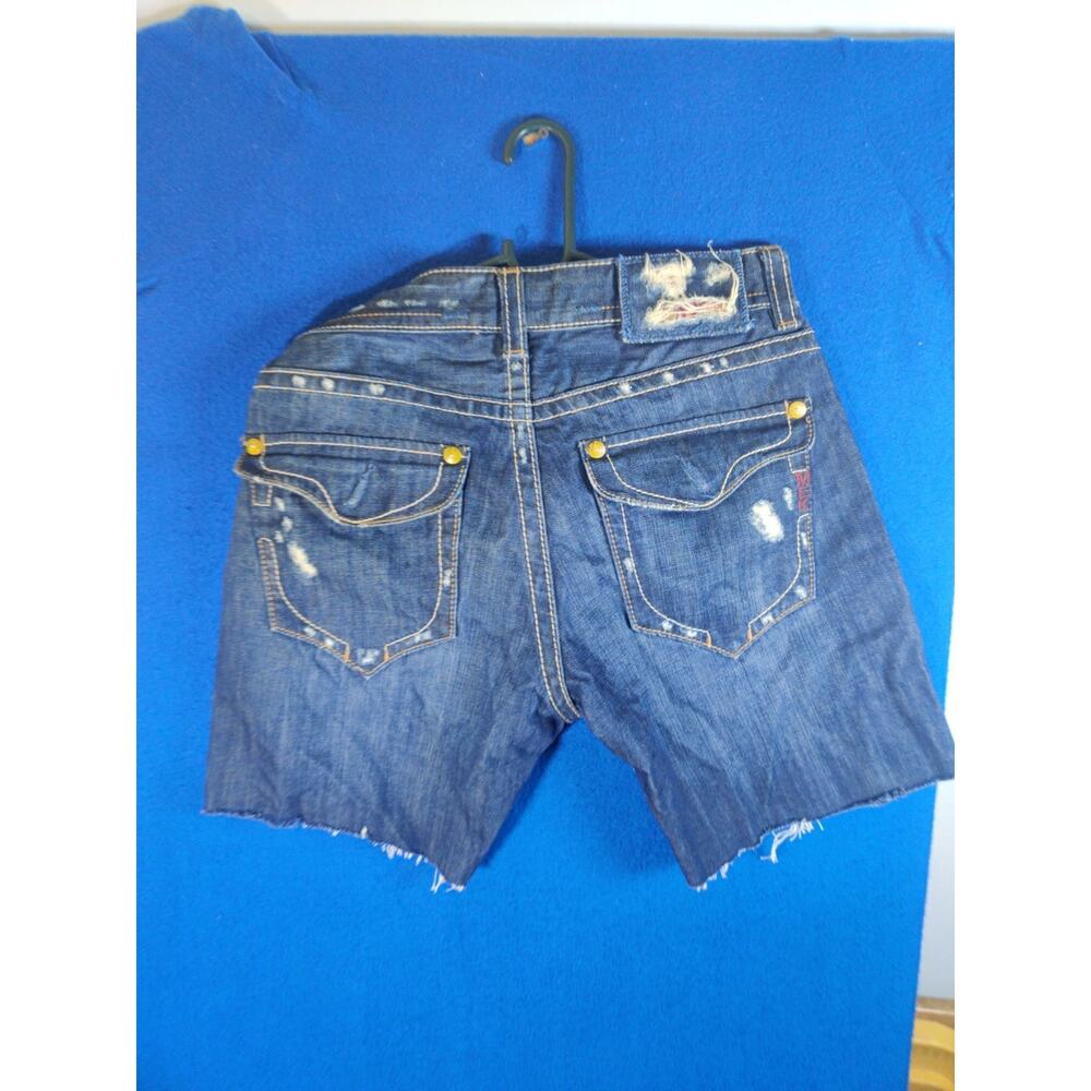 MEK Denim Women’s Shorts Size 33 Cutoff Distressed Button Fly Blue Y2K - Picture 14 of 16